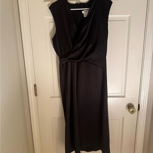 DKNY Black Sleeveless satin Midi Dress